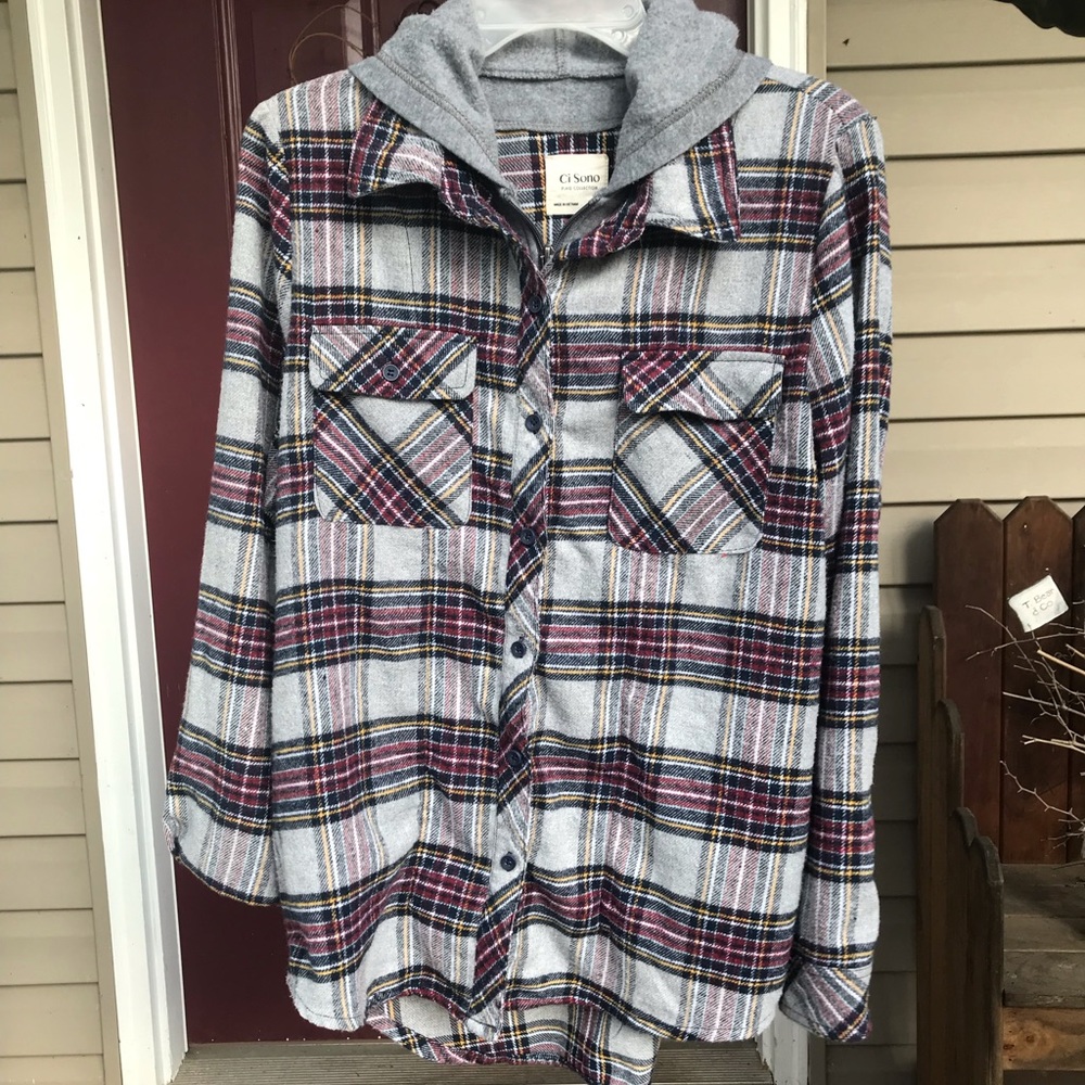 NWOT Plaid Hooded Jacket